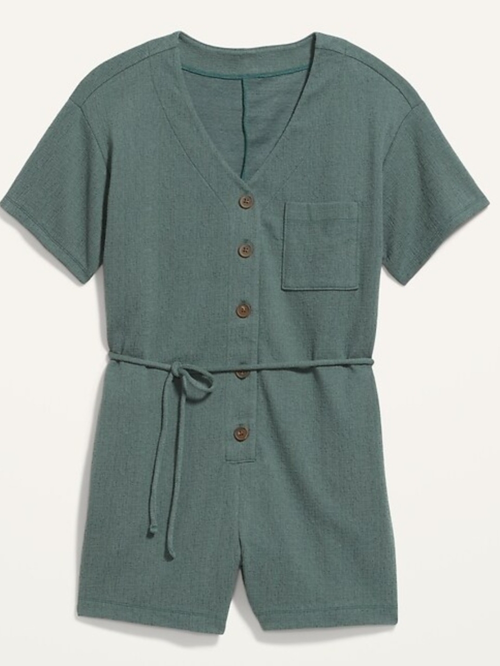 Old Navy Textured -knit Utility Short Sleeve Button Romper - Picture 2 of 6